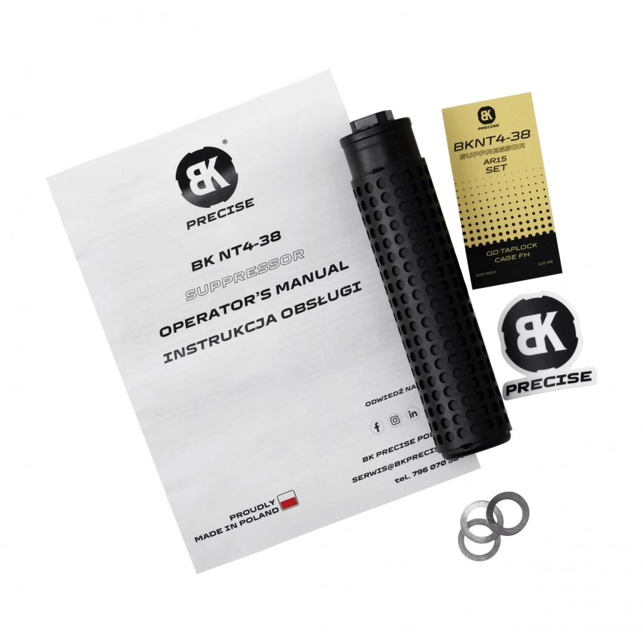 BK Precise BKNT4-38 QD Taplock Cage 5.56 Suppressor Black