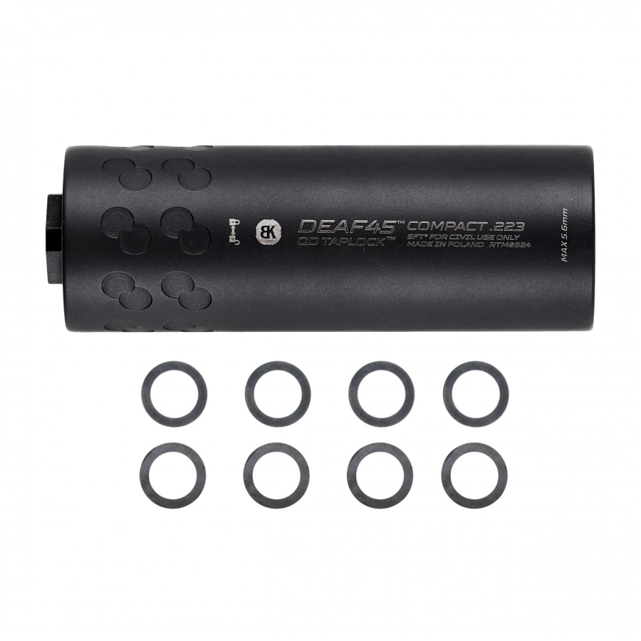 BK Precise DEAF45 Compact QD Taplock 5.56 Suppressor Black