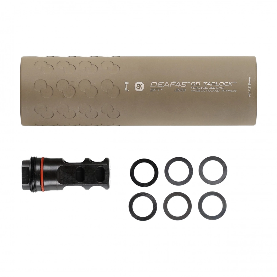 BK Precise DEAF45 QD Taplock 3GUN 5.56 Suppressor FDE